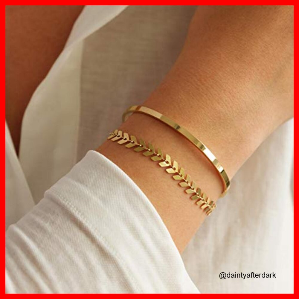 18k Gold Plated Copper Beaded Stackable Stretch B… - image 3